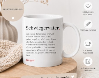 Schwiegervater Tasse Definition | Minimalistischer Kaffeebecher | Vatertag Geschenk |Geschenk für Schwiegerpapa