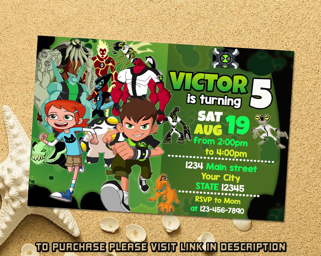 Personalize Ben 10 Birthday Invitation, Ben 10 Invitation, Digital ...