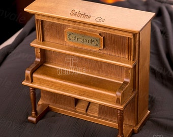Personalised Wooden Piano Music Box|Personalized Custom Music Box|Engraved Wood Music Box|Jewelry Music Box|Holiday Gift