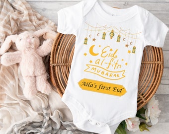 Personalized Eid baby bodysuit, Eid Mubarak baby bodysuit, Ramadan baby bodysuit,Eid Al Fitr baby bodysuit,personalized Eid Mubarak bodysuit