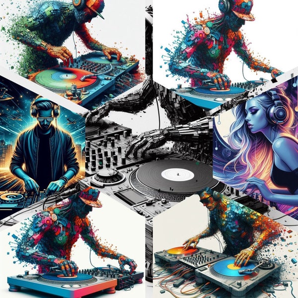DJ image, 43 DJ images in black and white jpg vector image, for all your projects.
