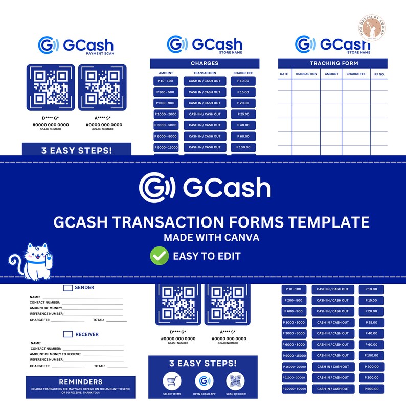 GCASH Transaction Form Template Ready Made Printable and Editable