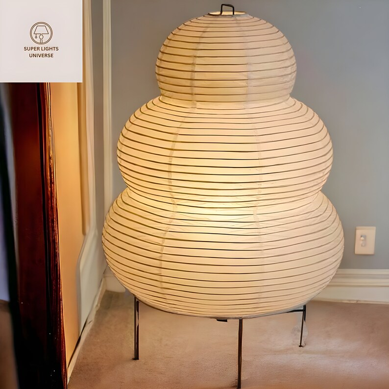 Japanese Rice Paper Floor Lamp 3 Colour Dimmable Living Room Floor Lamp