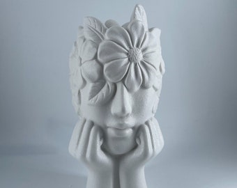 Modern Home Decor White Ceramic Female Face Vase Centerpiece