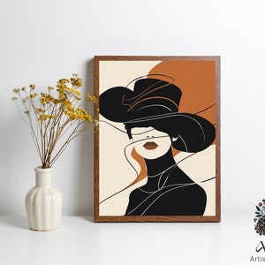 Arte astratta della linea donna, decorazione murale moderna e minimalista, stampa di illustrazioni di moda, opere d'arte chic per l'home office, grande poster digitale stampabile immagine 4