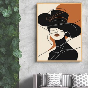 Arte astratta della linea donna, decorazione murale moderna e minimalista, stampa di illustrazioni di moda, opere d'arte chic per l'home office, grande poster digitale stampabile immagine 2