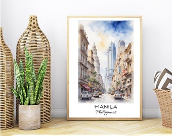 Watercolor Painting of Cities of the Worlds - Manila (instant download)