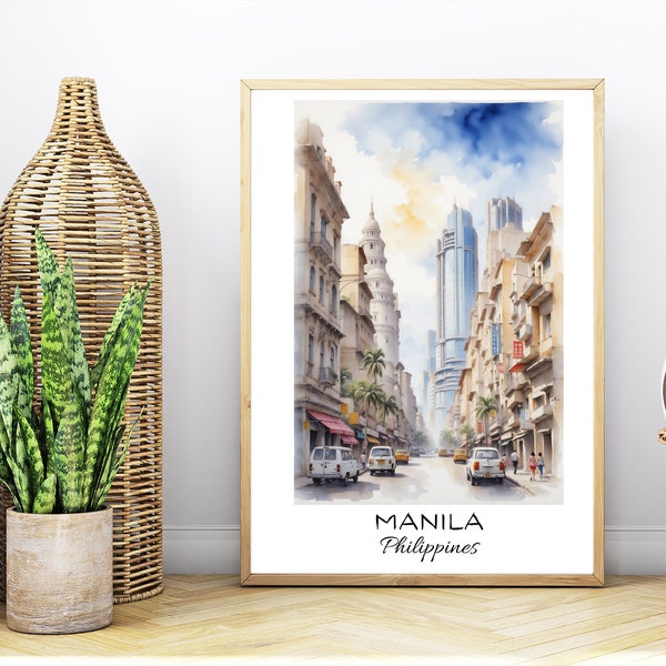 Watercolor Painting of Cities of the Worlds - Manila (instant download)