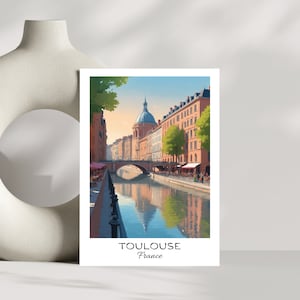 Impression numérique aquarelle des villes des mondes - Toulouse, France (téléchargement instantané)