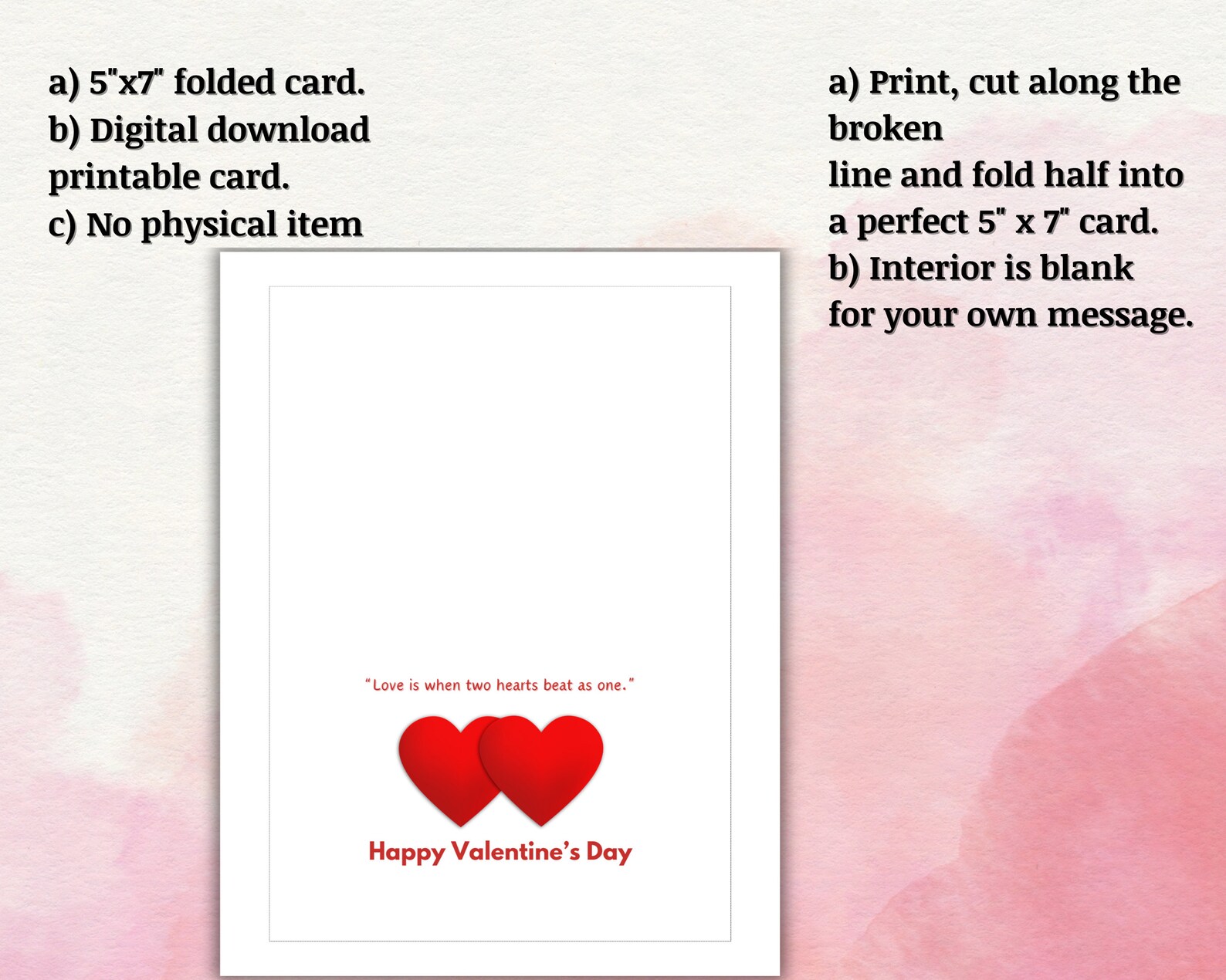 Happy Valentine's Day Printable Card / Instant Download PDF / Card ...
