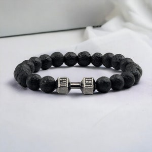 Natural Volcanic Mens Bracelet | Crystal Bracelets Christmas Gift | Minimalistic Mens Women Beaded Bracelet | Mens Jewelry Bracelet Armband