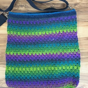 Handmade Crochet Crossbody Bag - Colorful Boho Shoulder Bag - Large Granny Square Purse - Unique Gift for Her