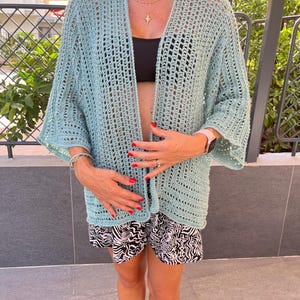 Handmade Crochet Cotton Kimono Cardigan: Boho Beach Cover-Up