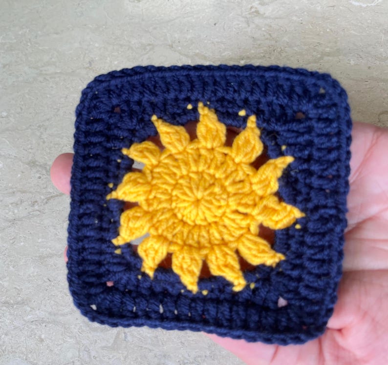 Sun Granny Square Crochet Pattern PDF | Easy Sun Motif | Crochet Sun ...