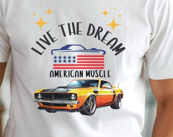 Camiseta de coche americano clásico: Camiseta patriótica de hot rod