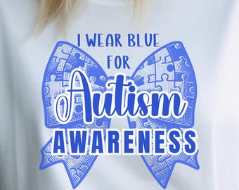 Camiseta con lazo para concienciar sobre el autismo - "Llevo camisa azul"