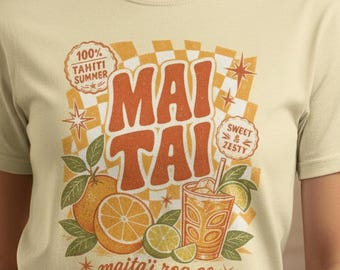 Retro Mai Tai Cocktail Tee, Tropical Vintage Drink Graphic, summer vibes,