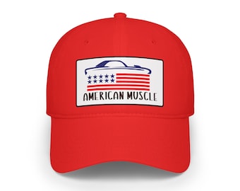 Gorra de coche americano: Gorra de béisbol patriótica de perfil bajo estilo hot rod