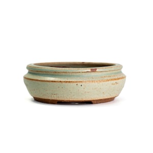 Oval 5.75” Blue Green Shohin Glazed Stoneware Bonsai Pot