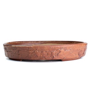 Oval 11.87" Rust Red Glazed Stoneware Bonsai Pot
