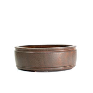Round 8” Iron Brown Glazed Stoneware Bonsai Pot