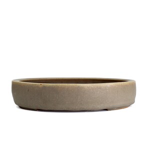 Oval 10.5” Grey Green Tan Glazed Stoneware Bonsai Pot