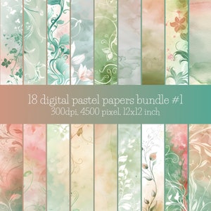 Digitaal pastelpapier om te downloaden en af te drukken, aquarel achtergrond met kleurovergang voor commercieel gebruik, scrapbooking en kaarten maken textuurpakket