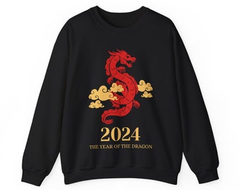 Cool Sweatshirt Lunar New Year Of The Dragon 2024 Chinese New Year Jumper Gift For Family Dinner Party Outfit Sweatshirt Cool Dragon Design