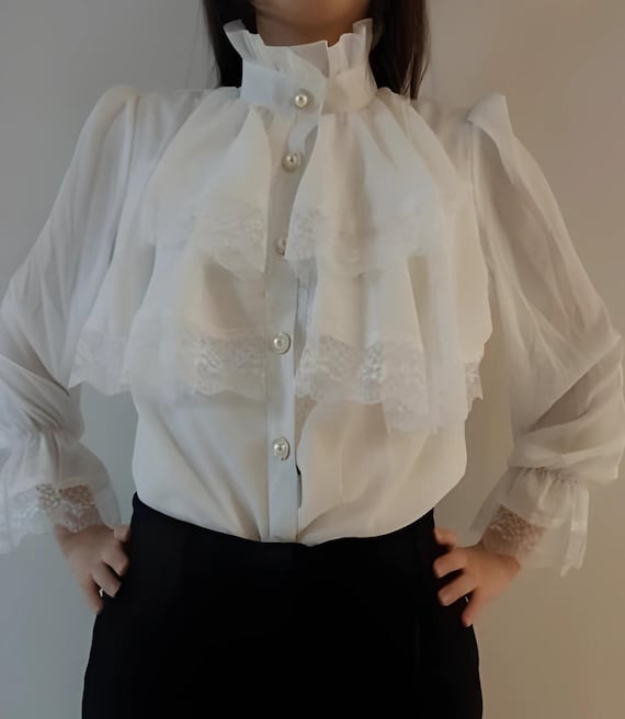 Victorian Lace-up Floral Embroidery Blouse | Lace White Women's Shirt  Floral Top, Dressy Lace Work Blouses for Ladies, Wedding Gift for Her -  Etsy UK