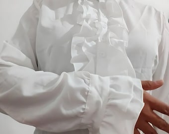 Camicia da pirata con volant sul davanti: camicetta da poeta rinascimentale, costume LARP