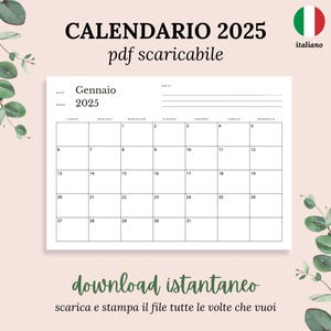 Calendario 2025 da stampare italiano