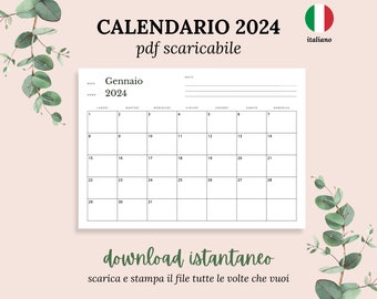 Calendario 2024 da stampare italiano