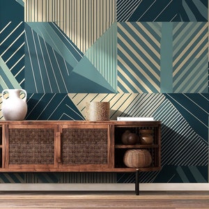 Papier peint abstrait, décoration géométrique pour la maison | Rénovation domiciliaire | Art mural | Papier peint vinyle à décoller et à coller ou non autocollant