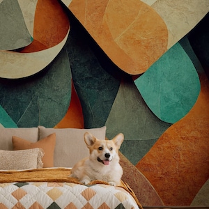 Abstract wallpaper, geometric shapes wall mural | Wall Decor | Home Renovation | Peel and Stick Or Non Self-Adhesive Vinyl Wallpaper