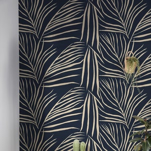 Dark abstract leaves Wallpaper | Botanical Wall Decor | Home Renovation | Wall Art | Peel and Stick Or Non Self-Adhesive Vinyl Wallpaper