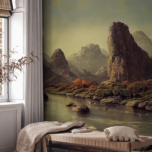 Beautiful landscape wallpaper, high mountain | Home Decor | Home Renovation | Wall Art | Peel and Stick Or Non Self-Adhesive Vinyl Wallpaper