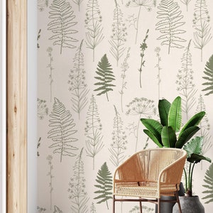 Beige tropical leaves wallpaper | Wall Decor | Home Renovation | Wall Art | Peel and Stick Or Non Self-Adhesive Vinyl Wallpaper
