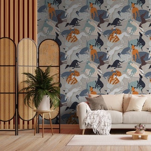 Carta da parati per cani, stile scandinavo | Decorazione da parete | Ristrutturazione casa | Arte della parete | Carta da parati in vinile staccabile e incollabile o non autoadesiva