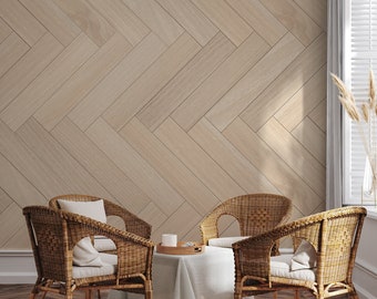 Papel pintado escandinavo con aspecto de madera natural | Decoración de paredes | Reformas del hogar | Arte mural | Papel pintado de vinilo autoadhesivo o no autoadhesivo