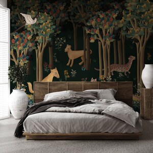 Forest wall mural, woodland wallpaper | Wall Decor | Home Renovation | Peel and Stick Or Non Self-Adhesive Vinyl Wallpaper