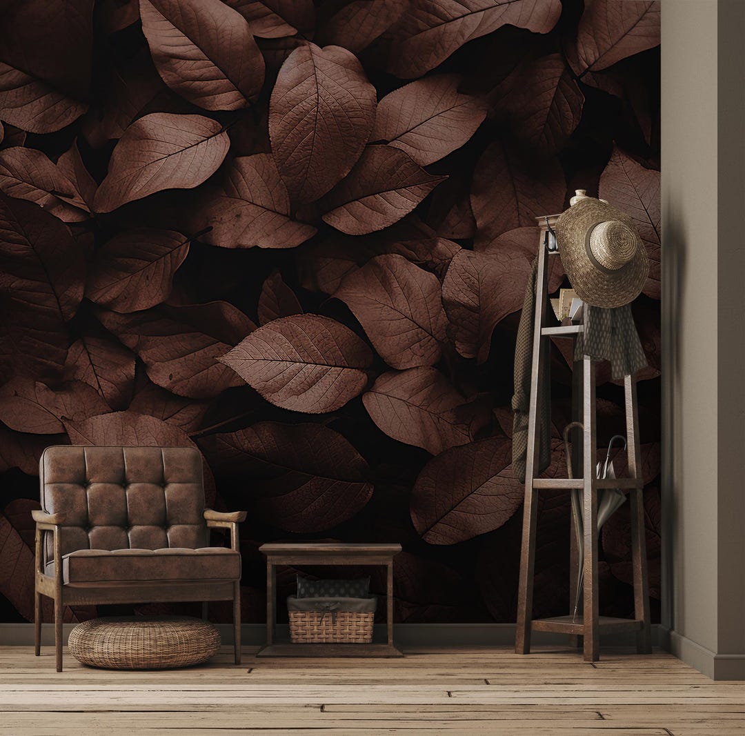 Autumn Leaves Wallpaper, Brown Botanical | Home Decor | Home Renovation ...