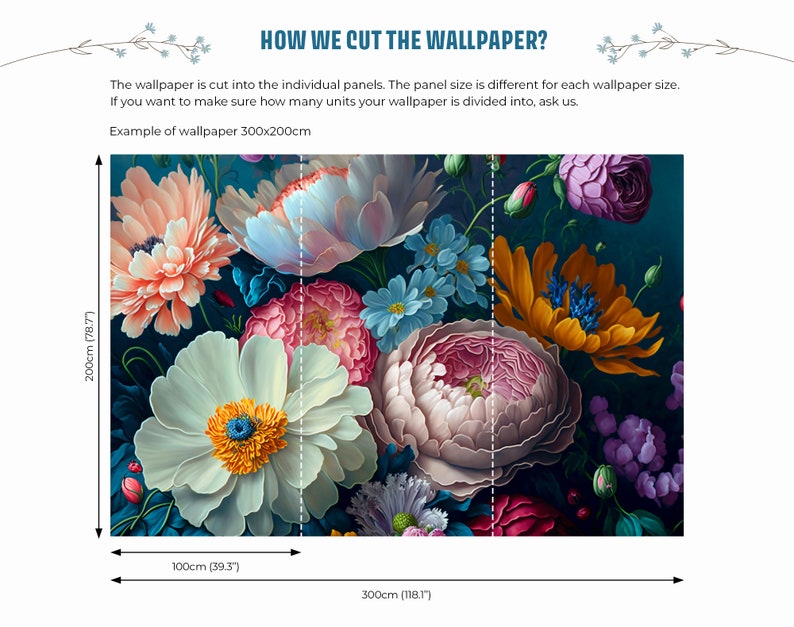 Bunte abstrakte Blumentapete Wanddekoration Hausrenovierung Wandkunst Vinyl-Tapete zum Abziehen und Aufkleben oder nicht selbstklebend Bild 7