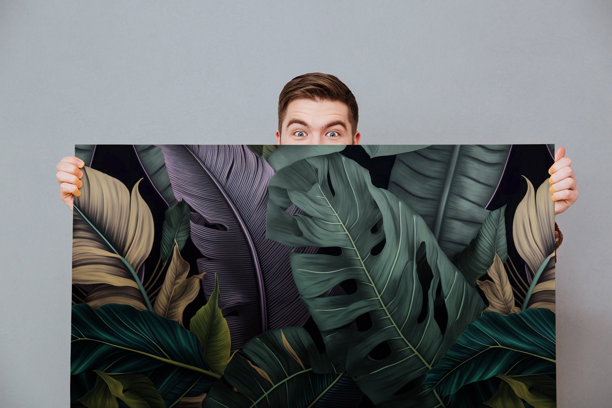 Dark Leaves Wall Mural, Tropical Leaf Wallpaper | Wall Decor | Home ...