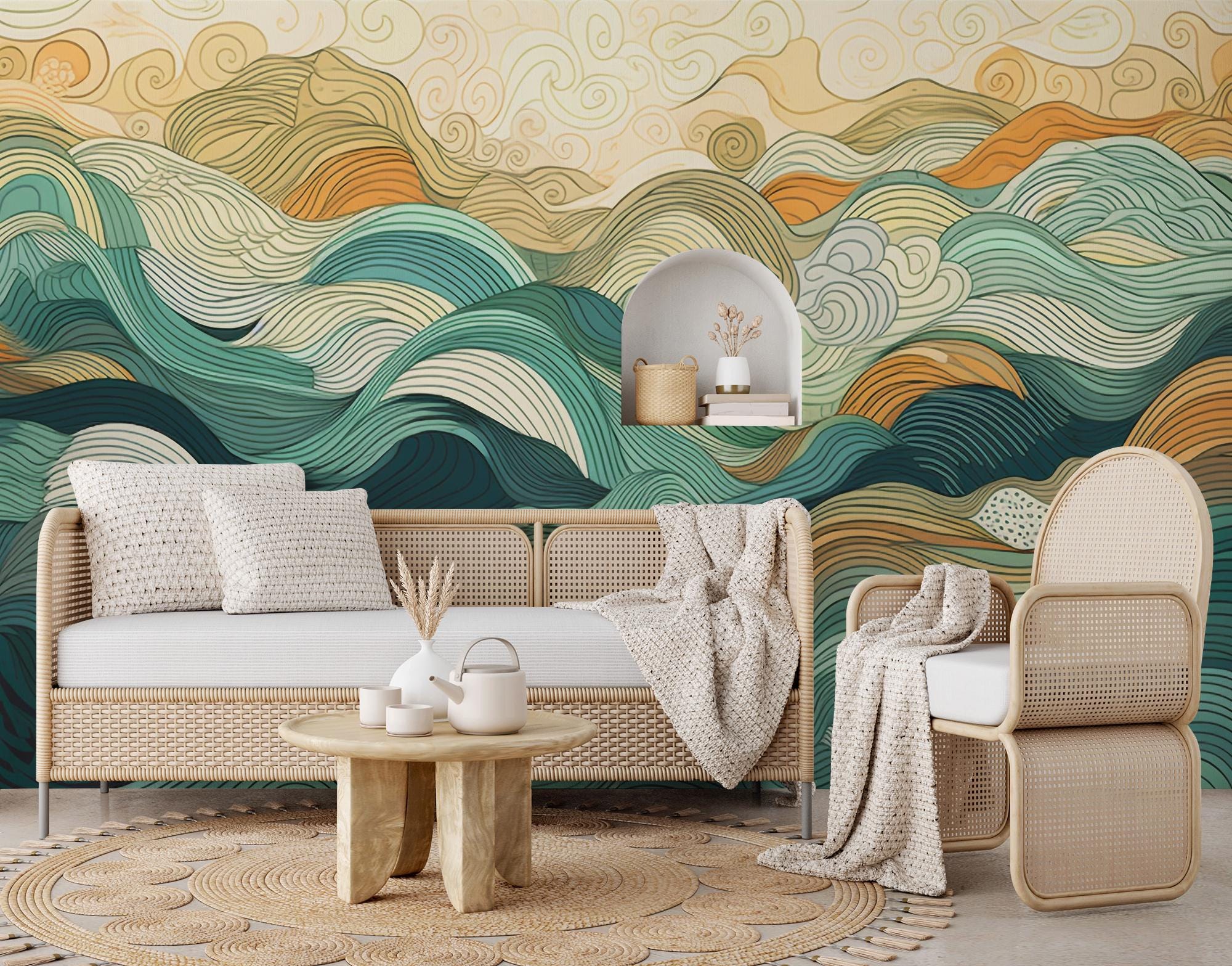 Runa Art Wallpaper 396 X 280 Cm Flowers Abstract Non-Woven Decoration