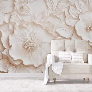 Carta da parati floreale elegante, decorazioni per la casa astratte | Ristrutturazione casa | Arte della parete | Carta da parati in vinile staccabile e incollabile o non autoadesiva