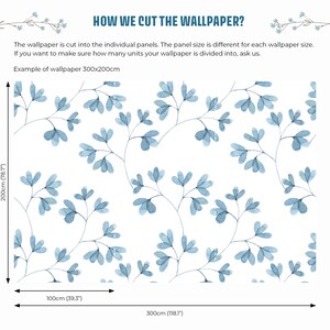 Watercolor Wallpaper, Blue Leaf Home Decor | Home Renovation | Wall Art ...