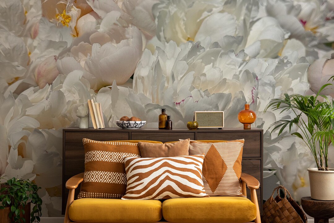 Flower Peony Wallpaper, Floral Home Decor | Home Renovation | Wall Art ...