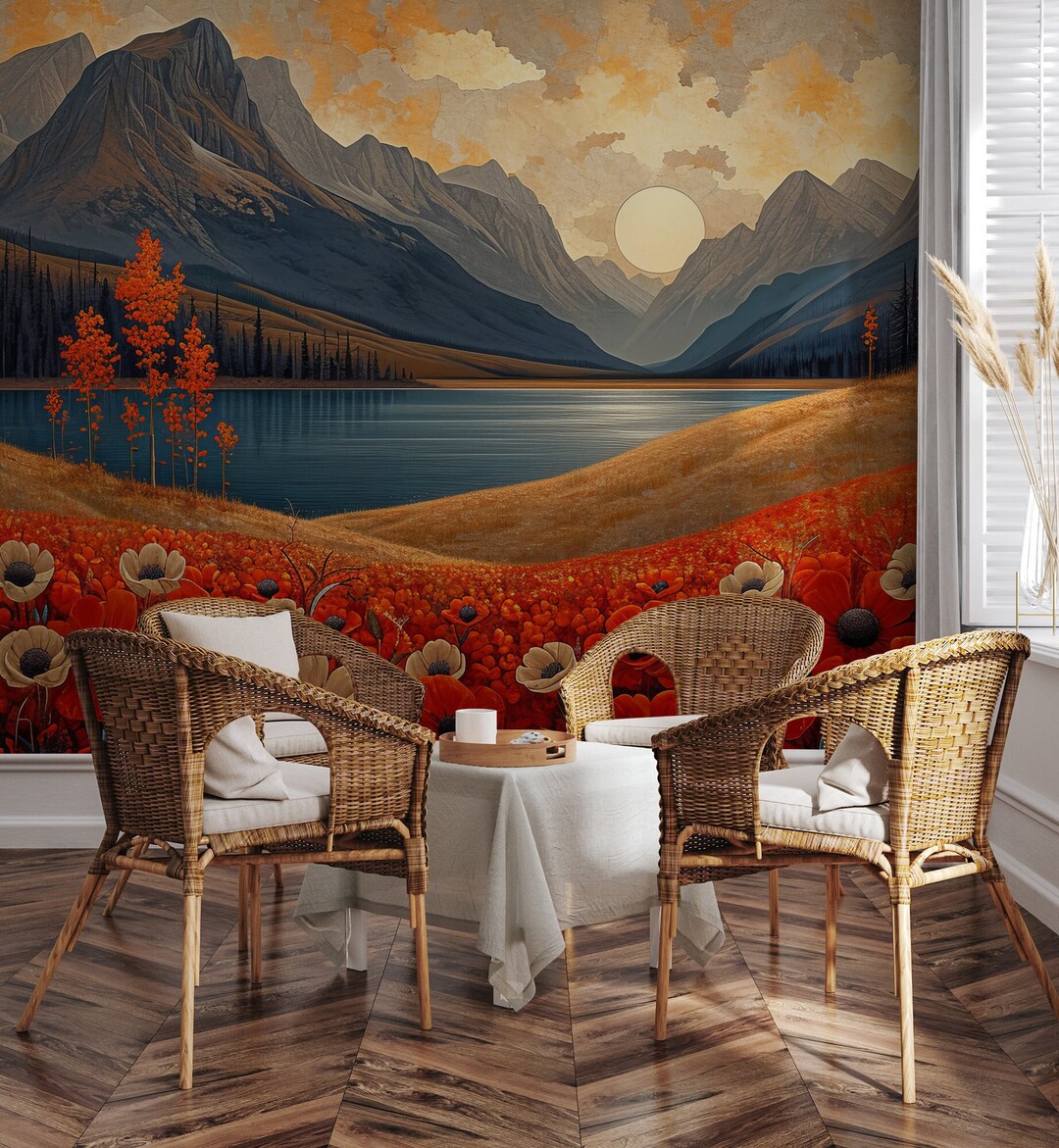 Mountain Landscape Wallpaper | Wall Decor | Home Renovation | Wall Art ...