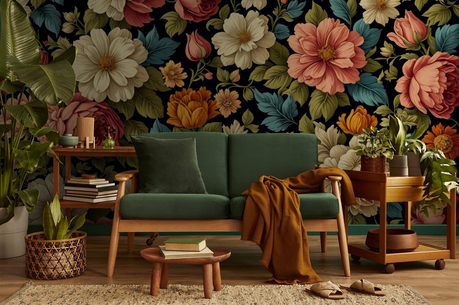 Floral Wallpaper, Colorful Wall Mural | Home Renovation | Wall Art ...