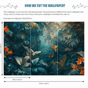 Dunkle Dschungeltapete mit Blumen, Pflanzen und Vögeln Wanddekoration Hausrenovierung Vinyl-Tapete zum Abziehen und Aufkleben oder nicht selbstklebend Bild 7